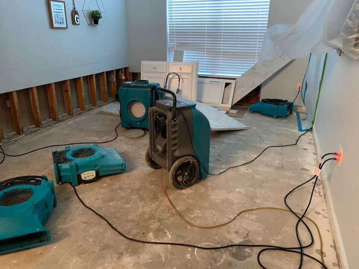 Dehumidifier in flood-cut room for Water Damage Restoration in Kayenta